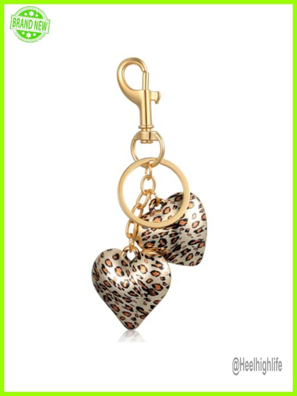 Leopard Heart Purse Charm Gold Keychain Bag Jewelry Gift